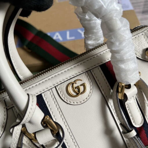 Replica Gucci 715771 Mini top handle bag with Double G White 4