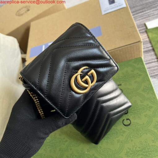 Replica Gucci 672251 GG Marmont matelassé Mini IPhone bag black 3