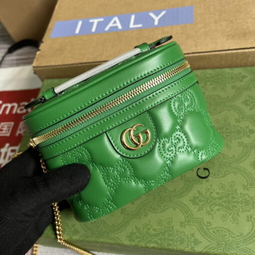 Replica Gucci 723770 GG Matelassé Top Handle Mini Bag Green 3