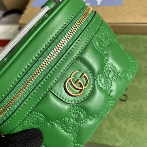 Replica Gucci 723770 GG Matelassé Top Handle Mini Bag Green 4