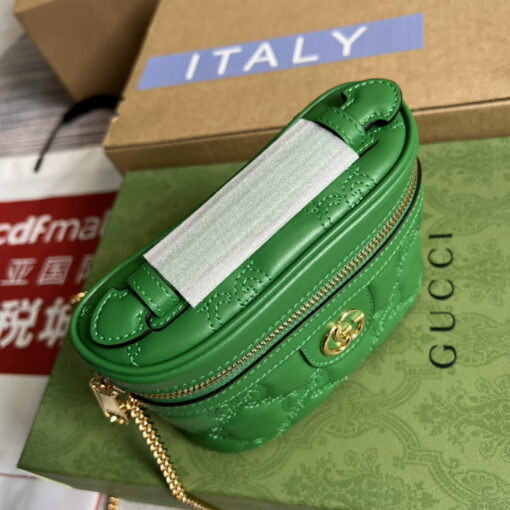 Replica Gucci 723770 GG Matelassé Top Handle Mini Bag Green 5