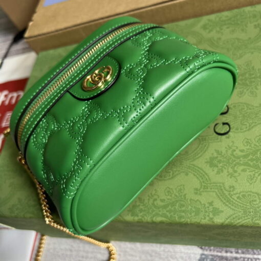 Replica Gucci 723770 GG Matelassé Top Handle Mini Bag Green 6