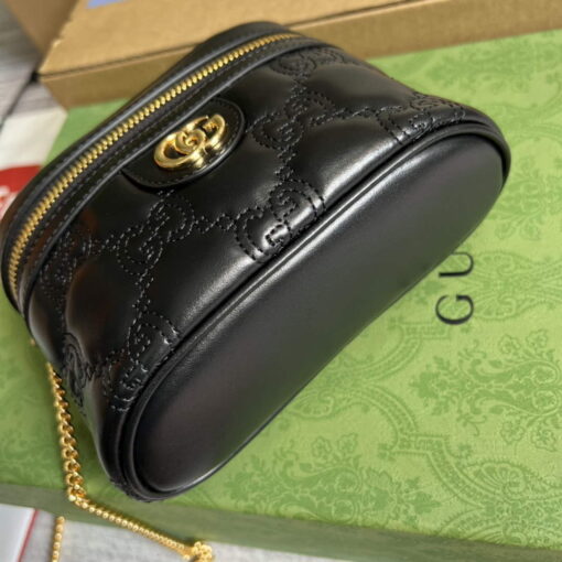 Replica Gucci 723770 GG Matelassé Top Handle Mini Bag Black 5