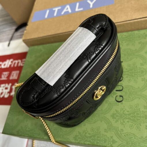 Replica Gucci 723770 GG Matelassé Top Handle Mini Bag Black 6