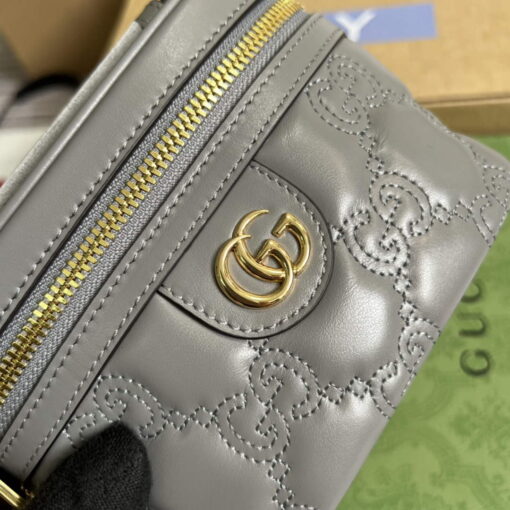 Replica Gucci 723770 GG Matelassé Top Handle Mini Bag Grey 5