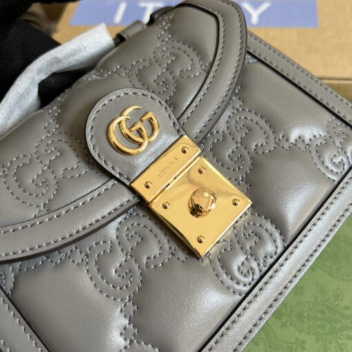 Replica Gucci 724499 GG Matelassé Small Top Handle Bag Grey 5