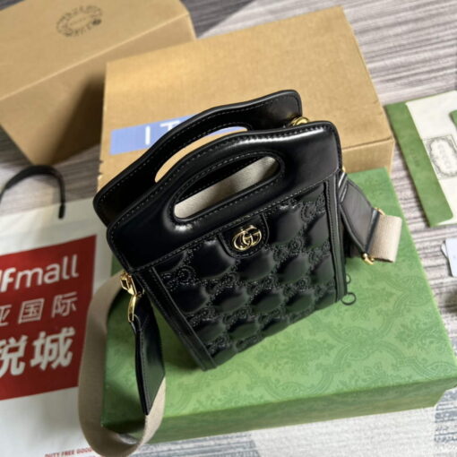 Replica Gucci 723776 GG Matelassé Top Handle Mini Bag Black 6