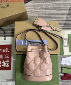 Replica Gucci 728231 GG Matelassé Bucket Bag Light Pink