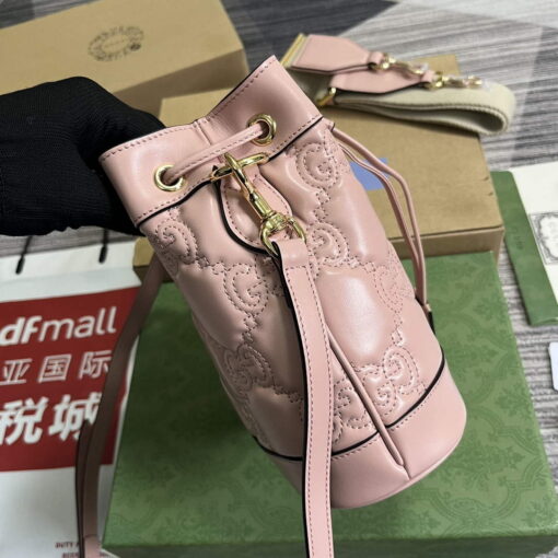 Replica Gucci 728231 GG Matelassé Bucket Bag Light Pink 2