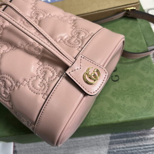 Replica Gucci 728231 GG Matelassé Bucket Bag Light Pink 5