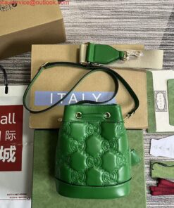 Replica Gucci 728231 GG Matelassé Bucket Bag Green 2