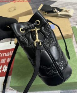 Replica Gucci 728231 GG Matelassé Bucket Bag Black 2