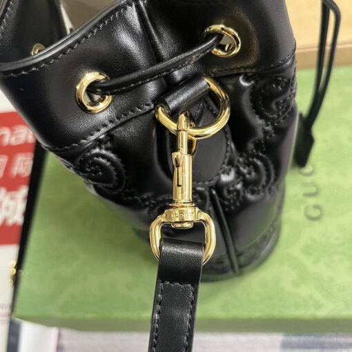 Replica Gucci 728231 GG Matelassé Bucket Bag Black 6