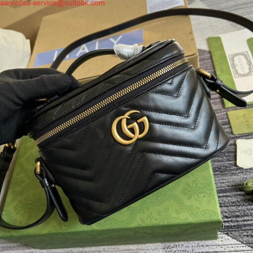 Replica Gucci 672253 GG Marmont Mini Bag Black 3