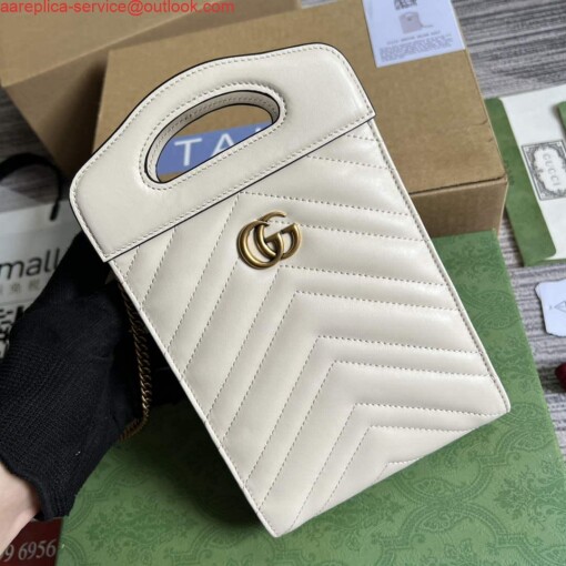 Replica Gucci 699756 GG Marmont Top handle mini bag White 3