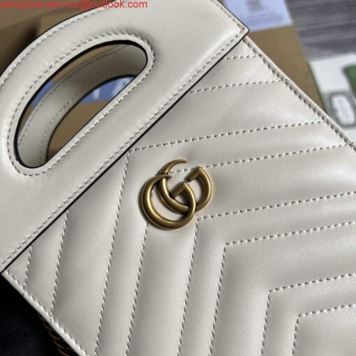 Replica Gucci 699756 GG Marmont Top handle mini bag White 4