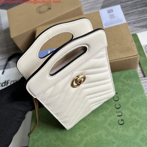 Replica Gucci 699756 GG Marmont Top handle mini bag White 5