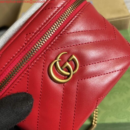 Replica Gucci 699515 GG Marmont Mini Top Handle Bag Red 4