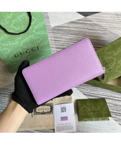 Replica Gucci 456117 GG Marmont Leather Zip Around Wallet Light purle