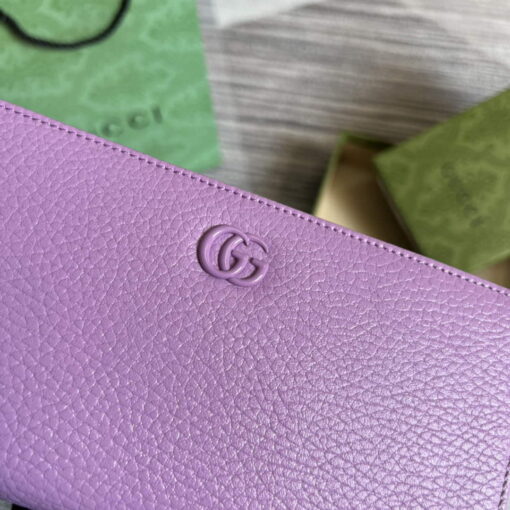 Replica Gucci 456117 GG Marmont Leather Zip Around Wallet Light purle 6