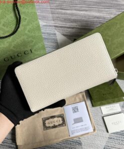 Replica Gucci 456117 GG Marmont Leather Zip Around Wallet White