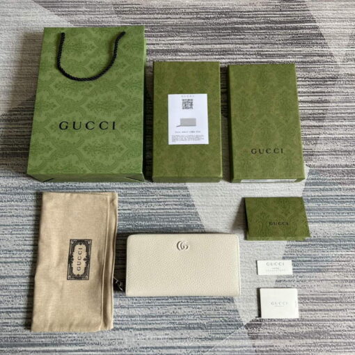 Replica Gucci 456117 GG Marmont Leather Zip Around Wallet White 8