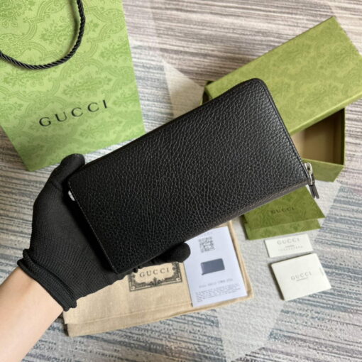 Replica Gucci 456117 GG Marmont Leather Zip Around Wallet Black