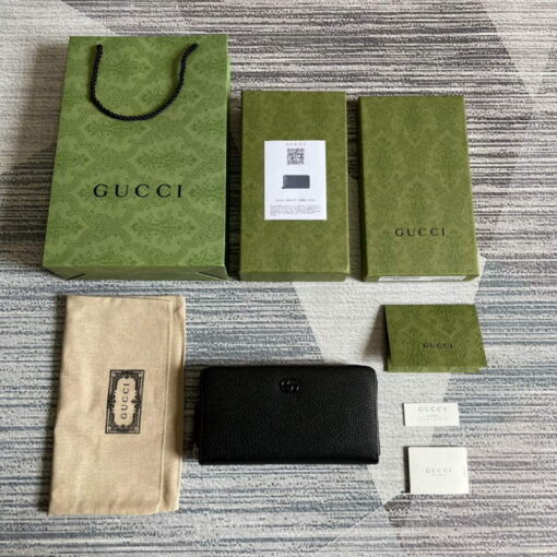 Replica Gucci 456117 GG Marmont Leather Zip Around Wallet Black 8