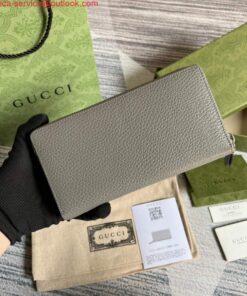 Replica Gucci 456117 GG Marmont Leather Zip Around Wallet Dark grey