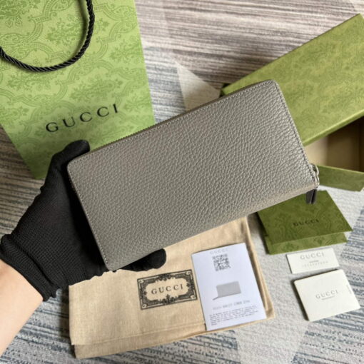 Replica Gucci 456117 GG Marmont Leather Zip Around Wallet Dark grey