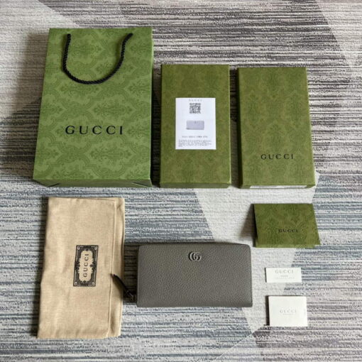 Replica Gucci 456117 GG Marmont Leather Zip Around Wallet Dark grey 8