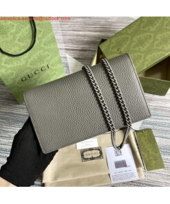 Replica Gucci 497985 GG Marmont Leather Mini Chain Bag Dark grey