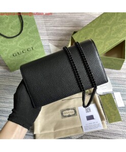 Replica Gucci 497985 GG Marmont Leather Mini Chain Bag Black