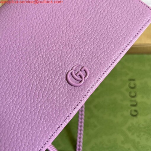 Replica Gucci 497985 GG Marmont Leather Mini Chain Bag Light purple 3