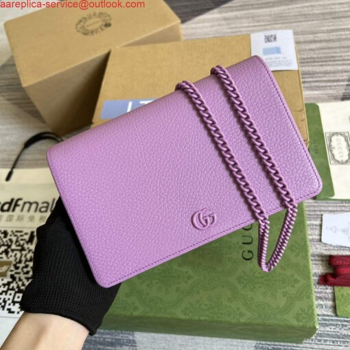 Replica Gucci 497985 GG Marmont Leather Mini Chain Bag Light purple 4