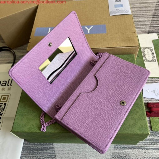 Replica Gucci 497985 GG Marmont Leather Mini Chain Bag Light purple 5