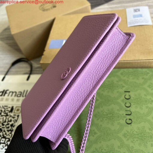 Replica Gucci 497985 GG Marmont Leather Mini Chain Bag Light purple 7