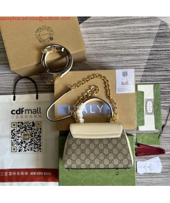 Replica Gucci 703848 Gucci Horsebit 1955 Mini Bag Beige White 2