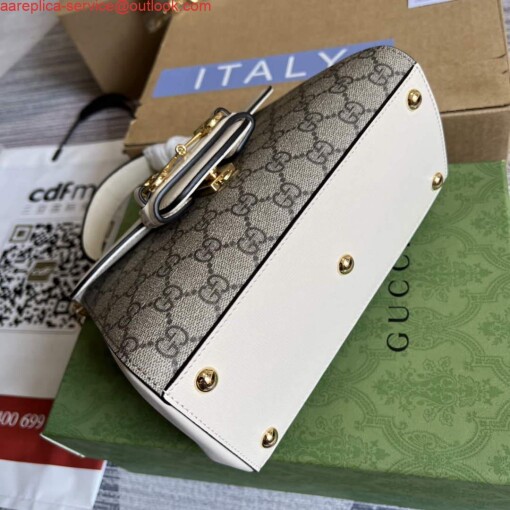 Replica Gucci 703848 Gucci Horsebit 1955 Mini Bag Beige White 5