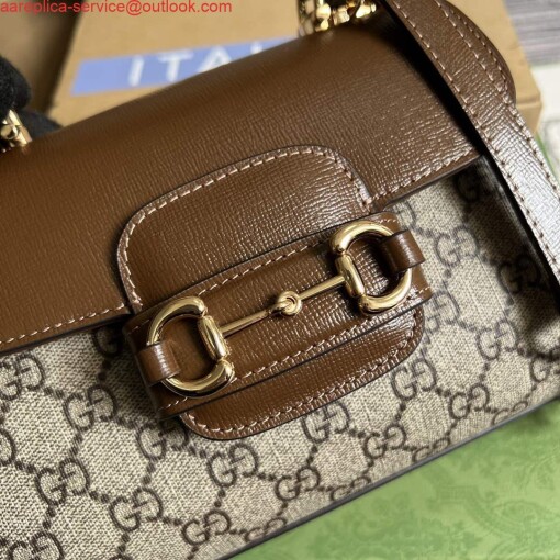 Replica Gucci 703848 Gucci Horsebit 1955 Mini Bag Beige brown 4