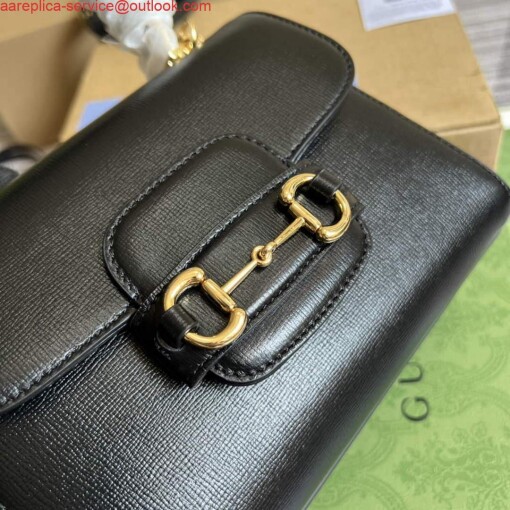 Replica Gucci 703848 Gucci Horsebit 1955 Mini Bag Black 4