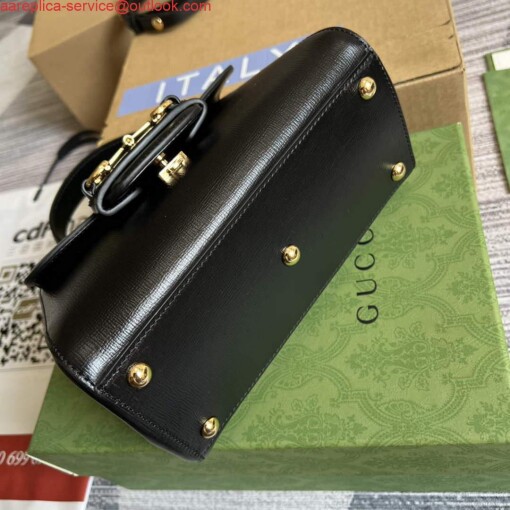 Replica Gucci 703848 Gucci Horsebit 1955 Mini Bag Black 5