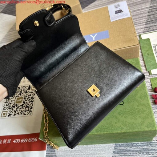 Replica Gucci 703848 Gucci Horsebit 1955 Mini Bag Black 6