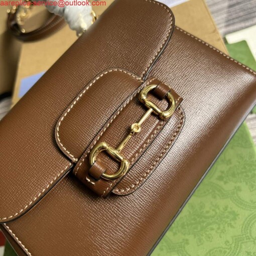 Replica Gucci 703848 Gucci Horsebit 1955 Mini Bag Brown 4