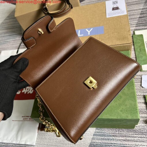 Replica Gucci 703848 Gucci Horsebit 1955 Mini Bag Brown 6