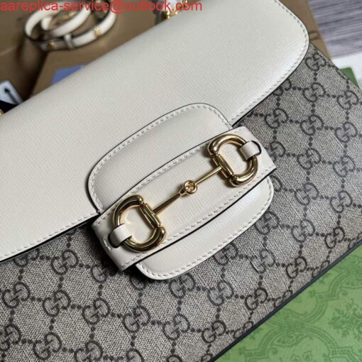 Replica Gucci 702049 Horsebit 1955 Medium Bag Beige White 4