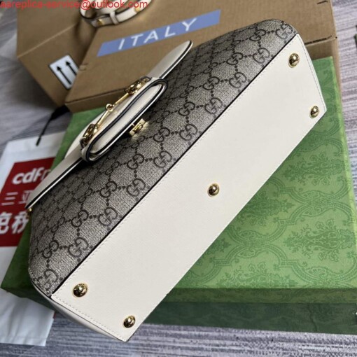 Replica Gucci 702049 Horsebit 1955 Medium Bag Beige White 5