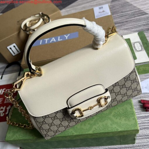 Replica Gucci 702049 Horsebit 1955 Medium Bag Beige White 6