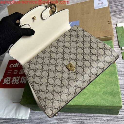 Replica Gucci 702049 Horsebit 1955 Medium Bag Beige White 7