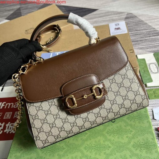 Replica Gucci 702049 Horsebit 1955 Medium Bag Beige Brown 3